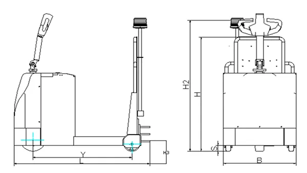 Электрический буксировочный тягач с платформой для оператора STB20/30/40/50